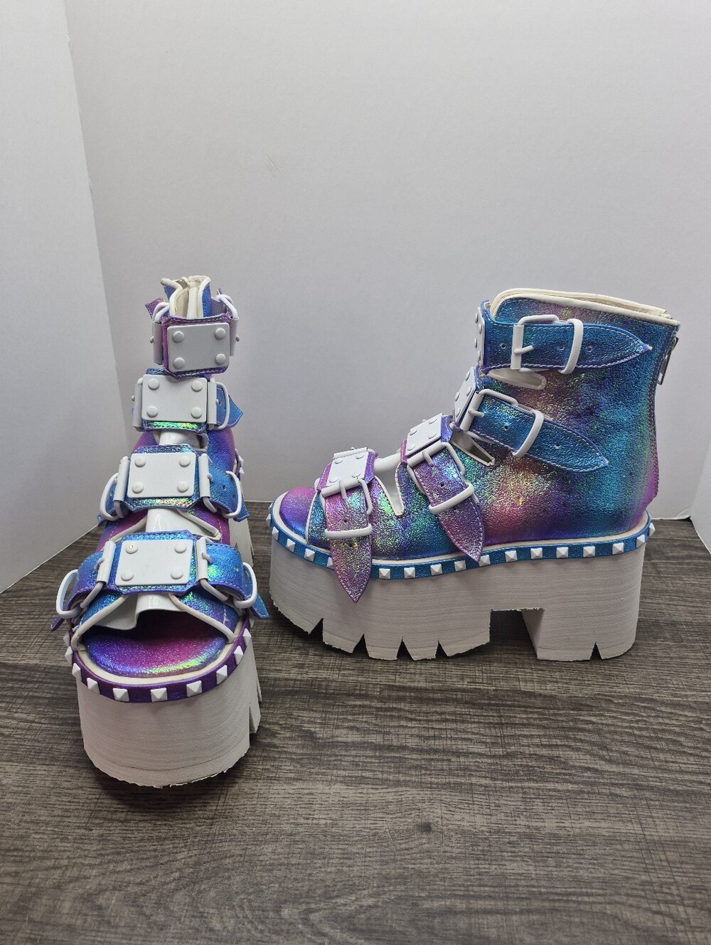 Demonia Ashes-70 Buckle Studded Ankle Goth Punk Boots Women's Size 7 US